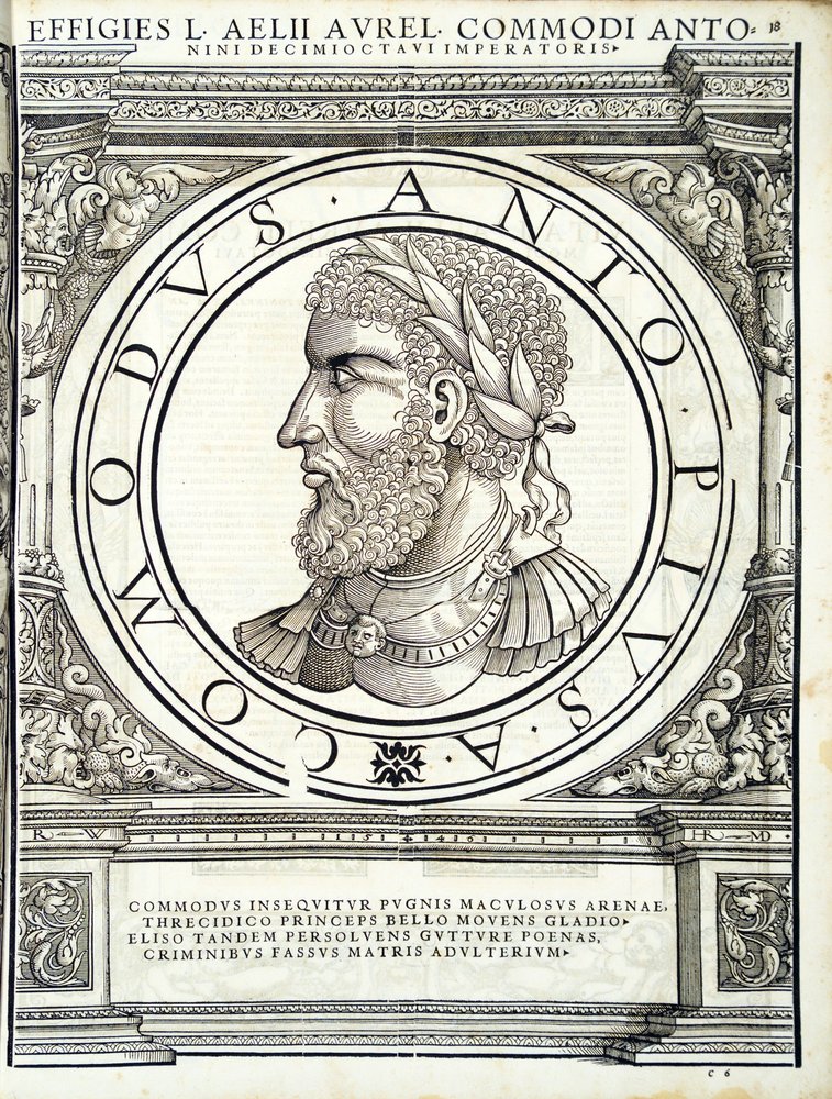 Commodus, kuvitus teoksesta "Kaiken idän ja lännen Rooman keisarit" tekijältä Hans Rudolf Manuel Deutsch