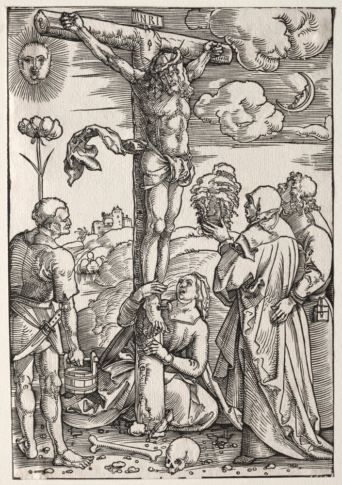 Kristus ristillä Marian, Pyhän Johanneksen, Magdalan Marian ja Pyhän Stefanoksen kanssa tekijältä Hans Baldung