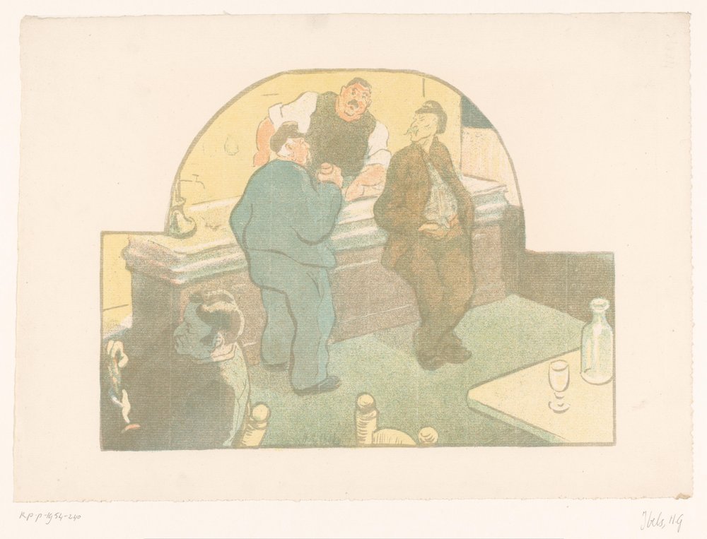Neljä miestä bistrossa Le Devoir Théâtre Libren esitykset (sarjan nimi) Les Programs du Théâtre Libre (sarjan nimi) tekijältä Henri-Gabriel Ibels
