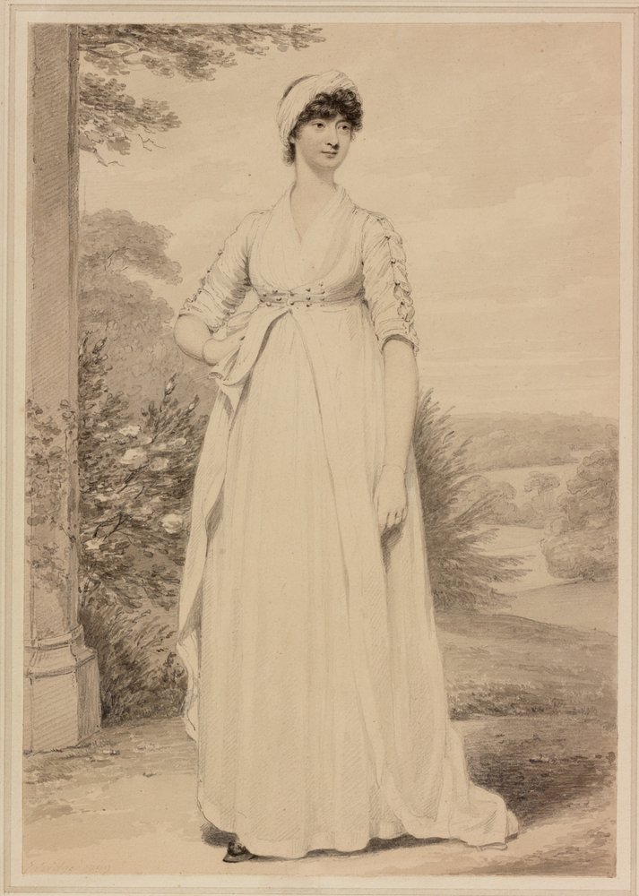 Naisen muotokuva, 1799 (muste ja kynä kudottupaperille) tekijältä Henry Edridge