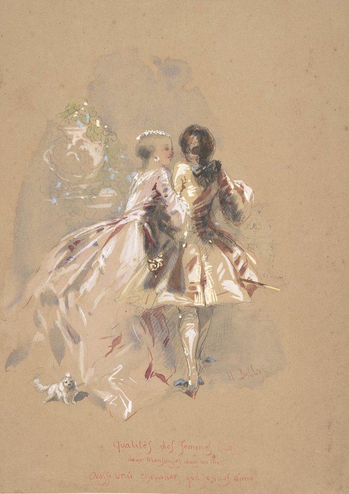 Nuori pari takaa nähtynä, 1800-luvun puoliväli. tekijältä Hippolyte Omer Ballue