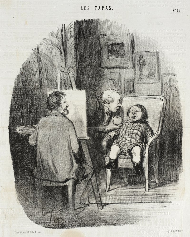 Ainoa tapa saada lapsi poseeraamaan onnistuneesti... tekijältä Honoré Daumier