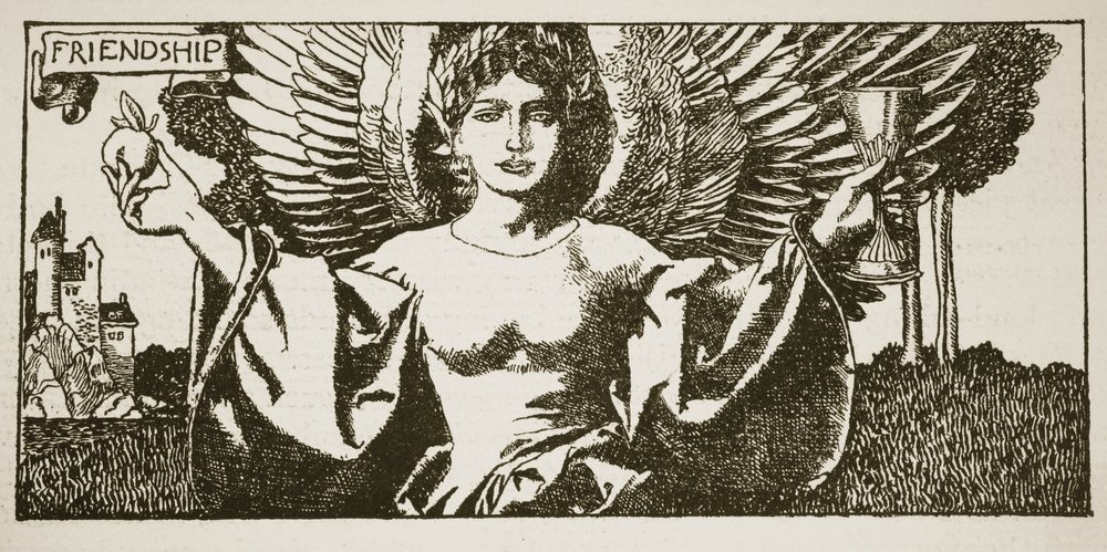 Ystävyys, kuvitus teoksesta "Pyöreän pöydän mestareiden tarina" tekijältä Howard Pyle