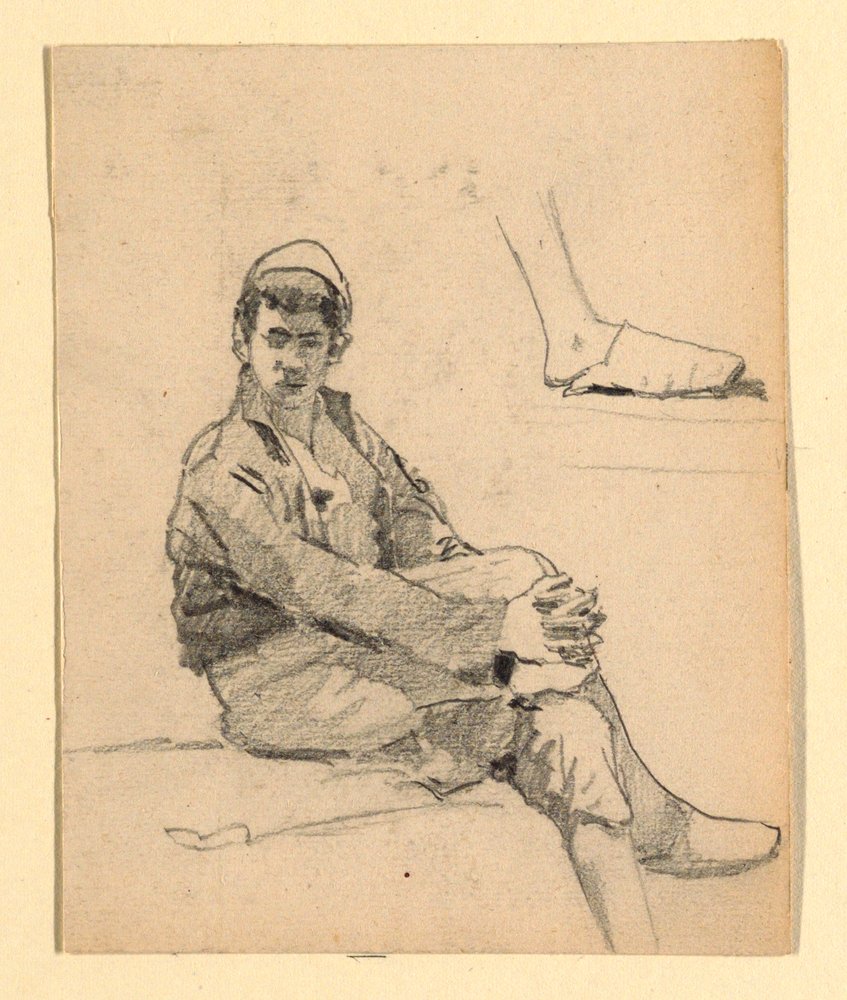 Etupuoli: Istuva nuori mauri (?) tekijältä Howard Russell Butler