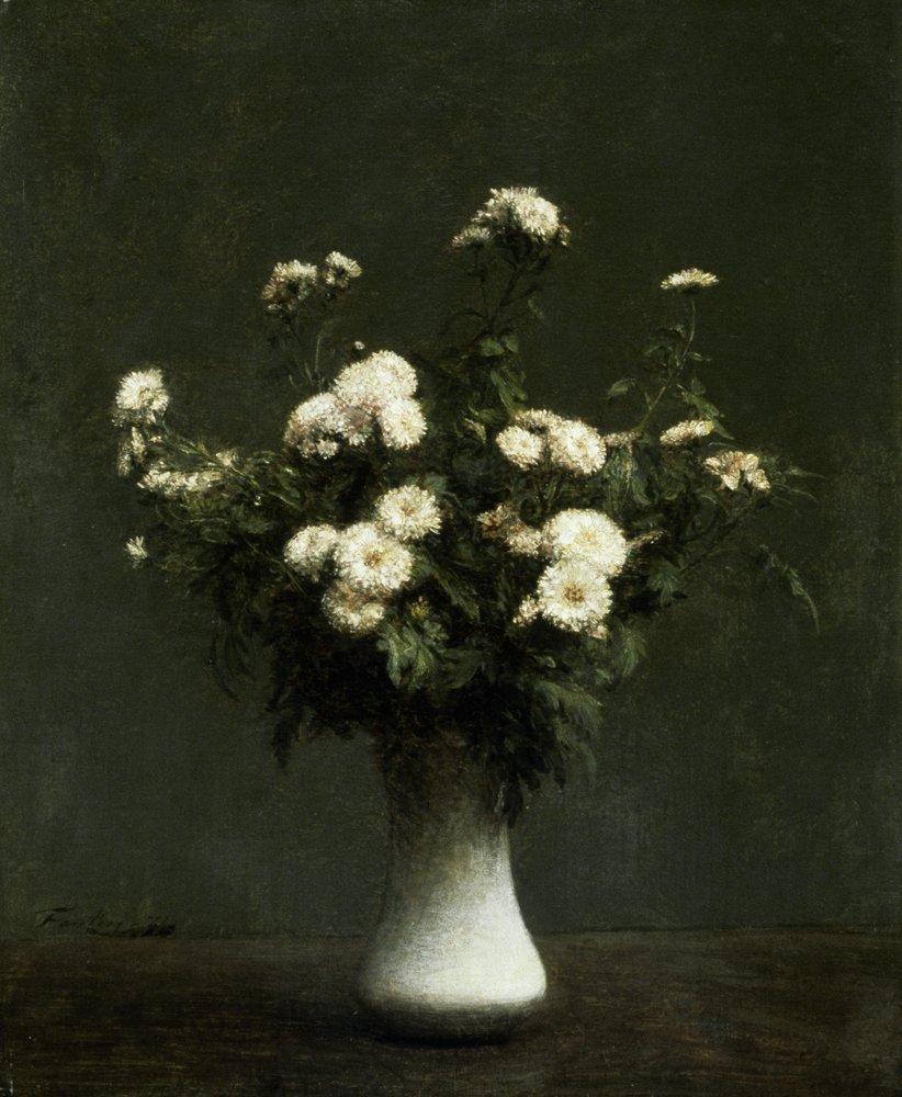 Krysanteemien maljakko, 1871 tekijältä Ignace Henri Jean Fantin-Latour