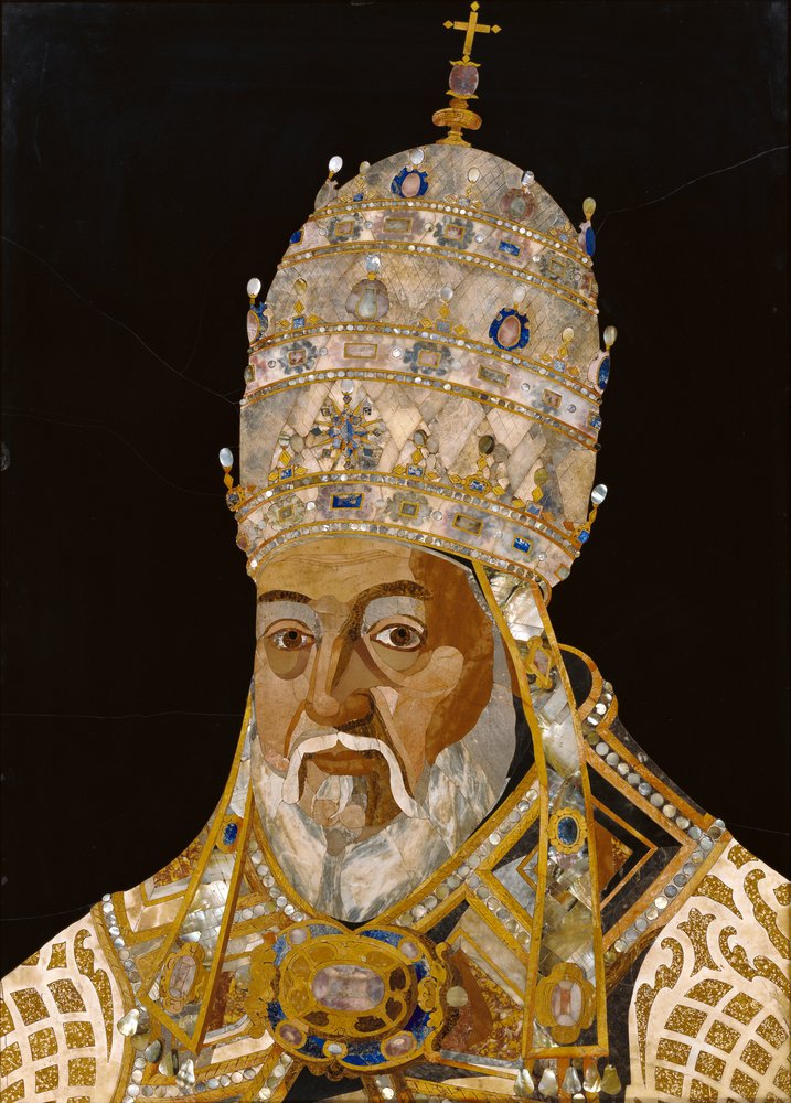 Paavi Klemens VIII muotokuva, 1600-1 (pietra dura) tekijältä Jacopo Ligozzi