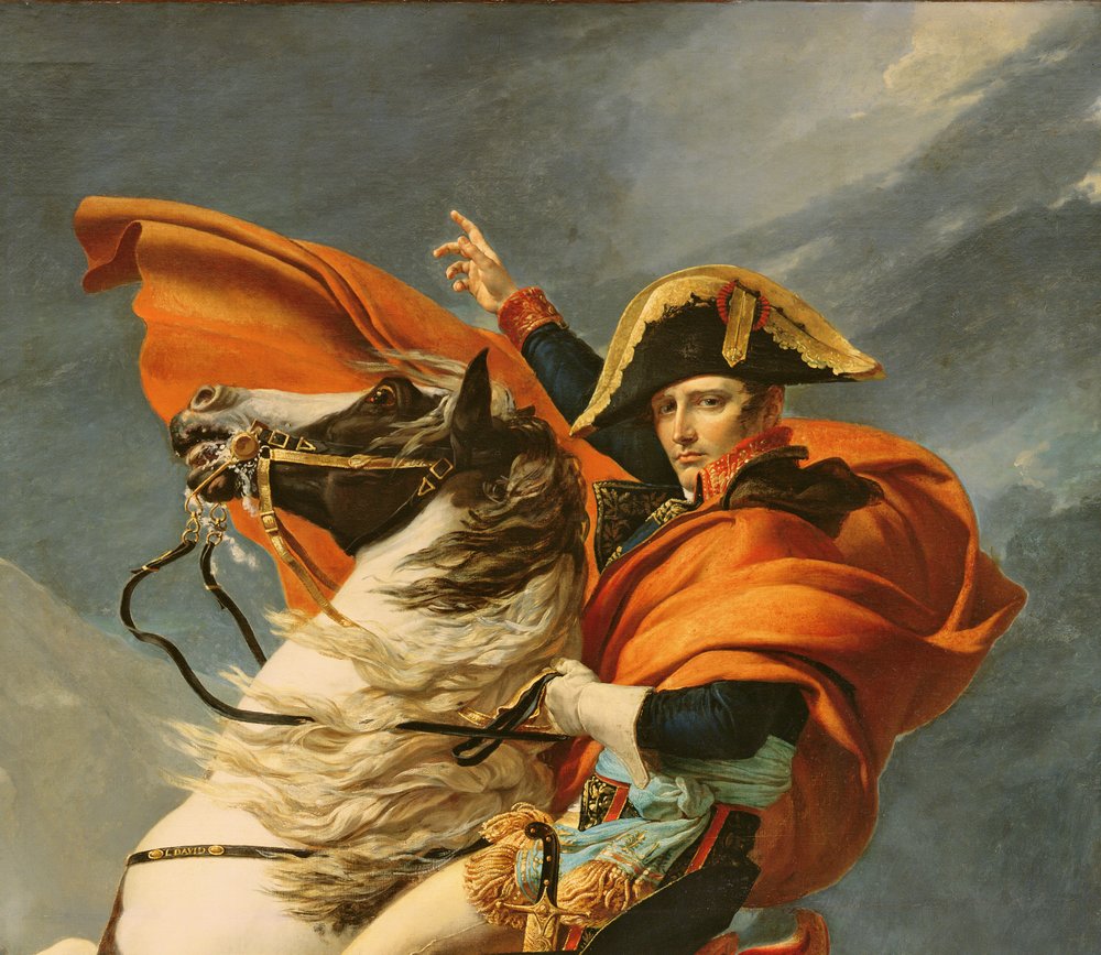 Napoleon ylittää Alpit 20. toukokuuta 1800, 1803 (yksityiskohta teoksesta 101627) tekijältä Jacques Louis David