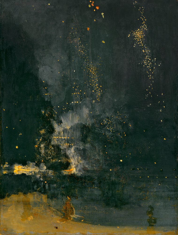 Nokturni mustassa ja kullassa: putoava raketti, 1875 tekijältä James Abbott McNeill Whistler