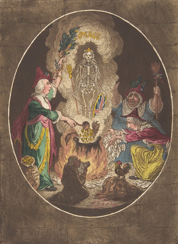 A Phantasmagoria, - Aseistetun luurankon loihtiminen, 5. tammikuuta 1803, 5. tammikuuta 1803. tekijältä James Gillray