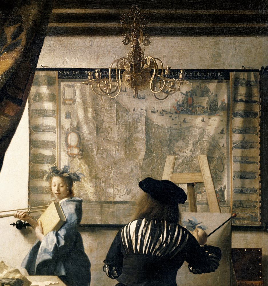 Taiteilijan ateljee, noin 1665-66, yksityiskohta teoksesta 408 tekijältä Jan Vermeer van Delft