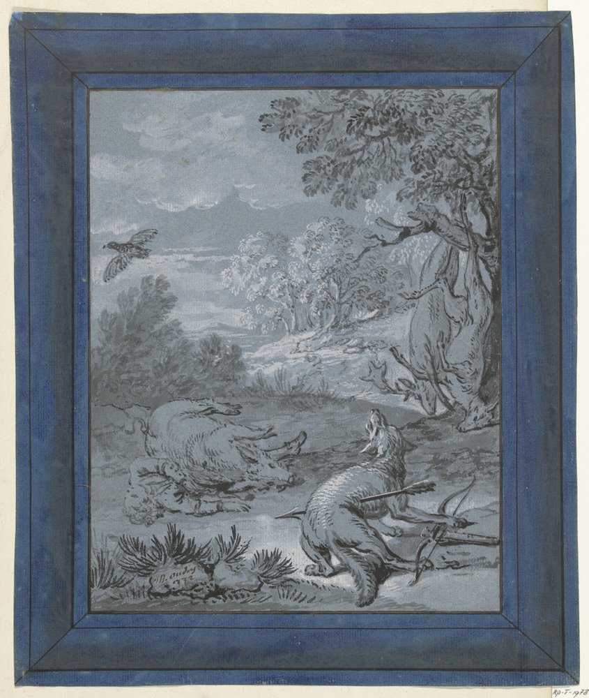 El llop i el caçador / Le Loup et le Chasseur Acabat il·lustracions per a faules de Jean de la Fontaine (títol de la sèrie). tekijältä Jean-Baptiste Oudry