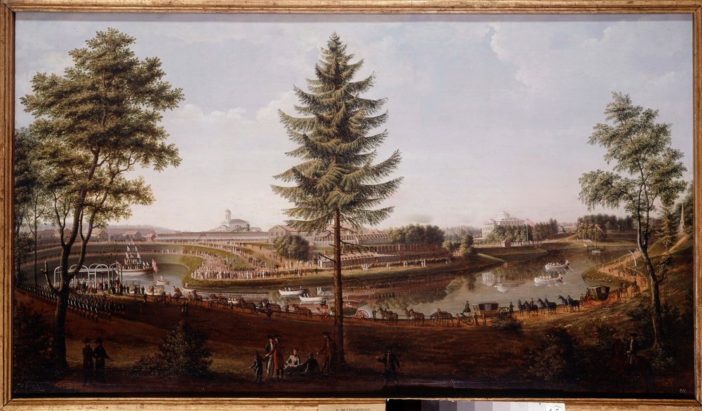 Juhla Pavlovskin palatsissa, tsaari Paavali I:n kesäasunnolla Metterleirin maalaus (1750-1825) 1790 Historiallinen museo, Pietari tekijältä Johann Jakob Mettenleiter