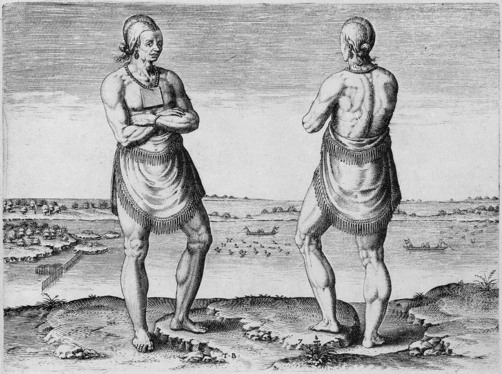Intian vanhin tai päällikkö, kaivertanut Theodor de Bry (1528-1598) tekijältä John White