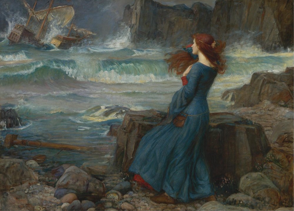Miranda. Myrsky, 1916 tekijältä John William Waterhouse