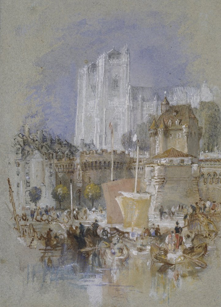 Nantes, 1826 - 1830 (akvarelli, bodycolor ja tussi sekä musta ja ruskea muste). tekijältä Joseph Mallord William Turner