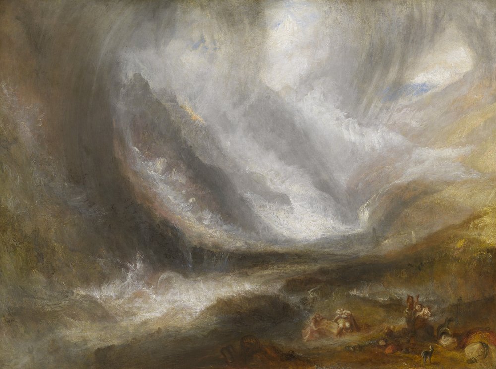 Aostan laakso: lumimyrsky, lumivyöry ja ukkosmyrsky, 1836-37 tekijältä Joseph Mallord William Turner