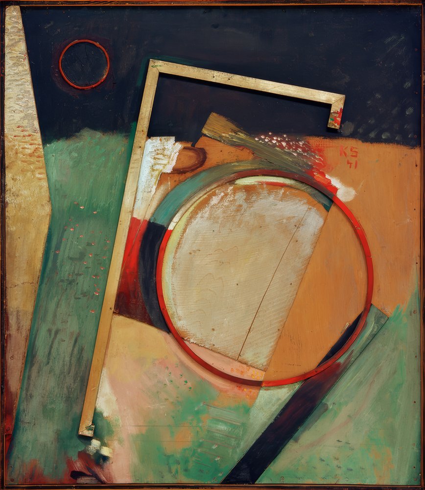 Nimetön (kuva sormuksella ja kehyksellä) tekijältä Kurt Schwitters