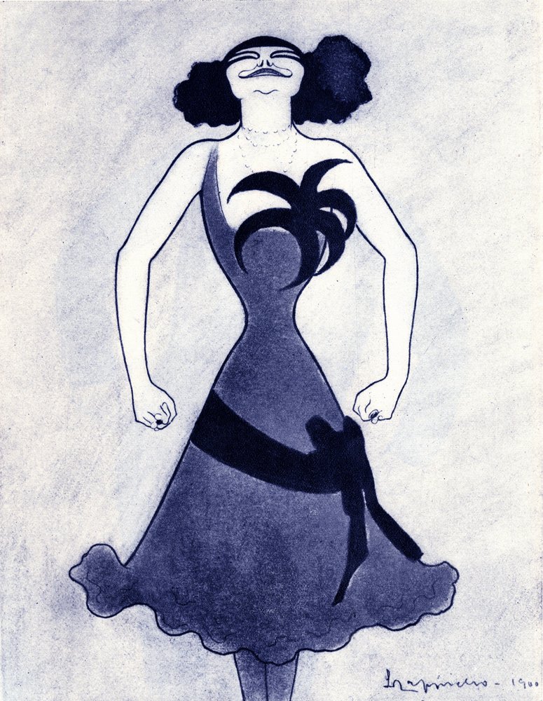 Pilapiirros polaarikomediasta ja laulajasta (Emilie Marie Bouchaud) (1874-1939) Leonetto Cappiellon (1875-1942) piirros 1900 tekijältä Leonetto Cappiello