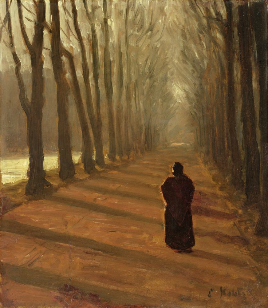 Avenue at Kuechengraben Karlsaue Parkissa, Kasselissa (öljy pahville) tekijältä Louis Kolitz