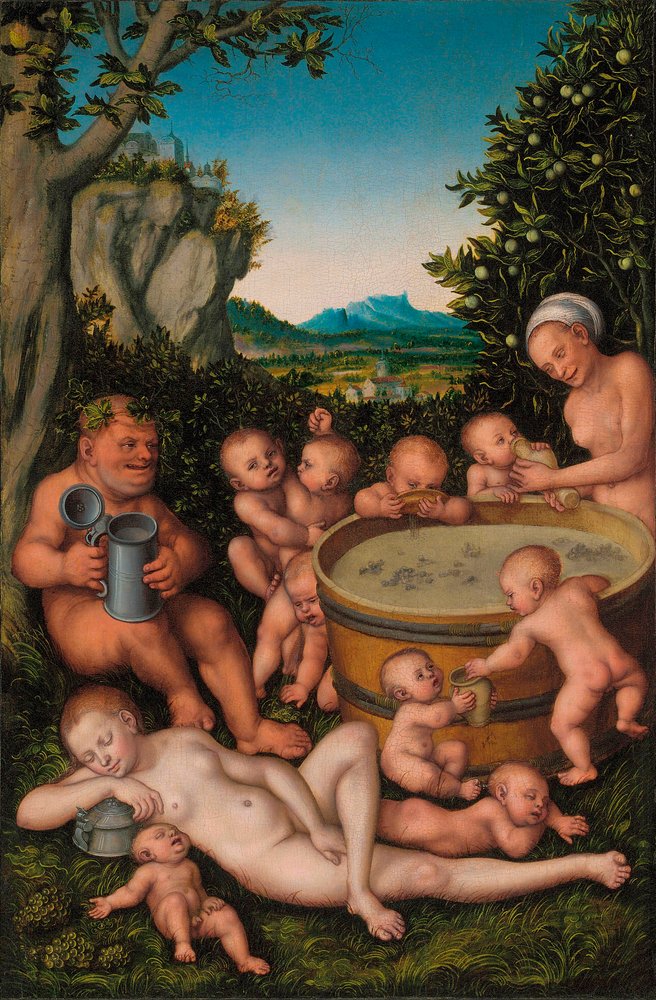 Bacchus viinikaapissa tekijältä Lucas Cranach the Elder