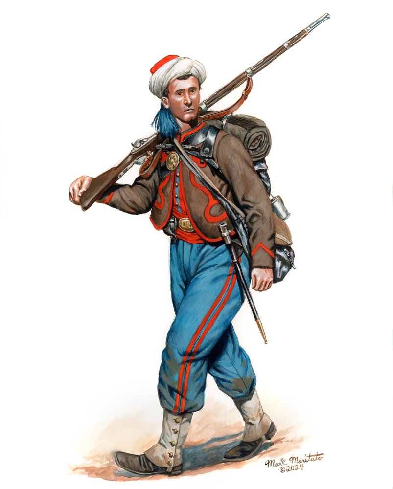 10. New Yorkin jalkaväki National Zouaves 3. univormu 1861, 2024 (akvarelli ja guassi Bristolille) tekijältä Mark Maritato