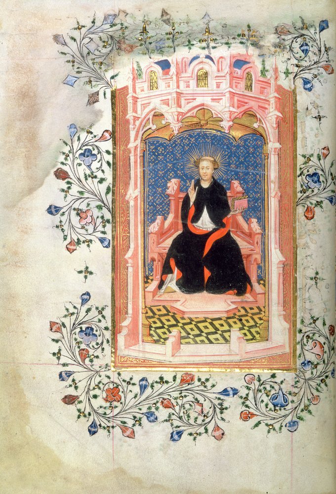Roy 2 A XVIII f.7v St. John of Bridlington (d.1379) John of Beaufortin tuntikirjan kanssa tekijältä Master of the Beaufort Saints