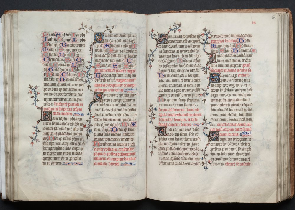 Gothan messali: Fol. 65v, teksti, c. 1375. tekijältä Master of the Boqueteaux