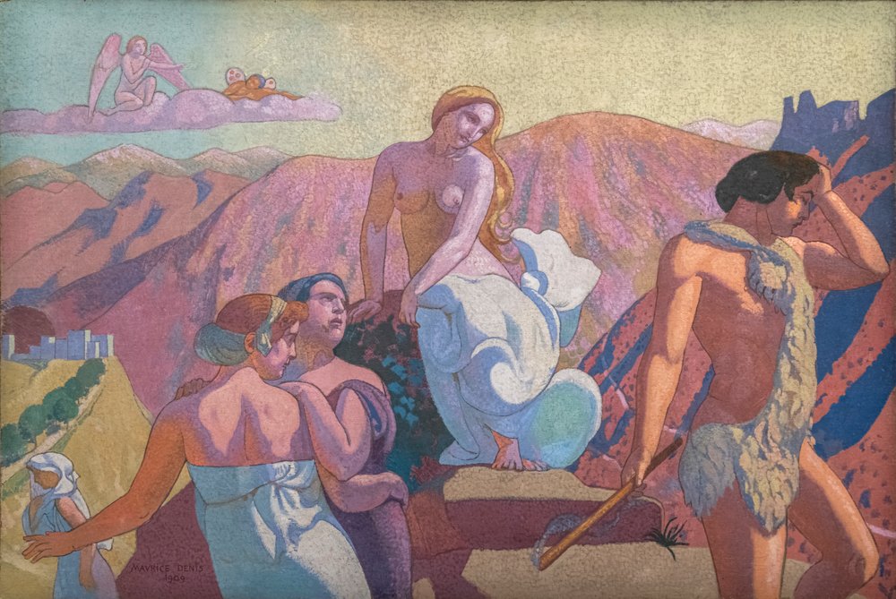Psykhen tarina, taulu VI. Psykhen sukulaiset jättävät hänelle jäähyväiset vuorenhuipulla tekijältä Maurice Denis