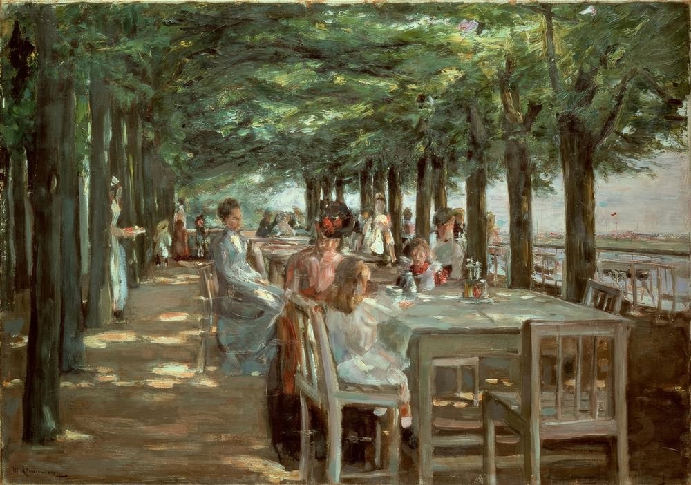 Jacob-ravintolan terassi Nienstedtenissä Elben rannalla tekijältä Max Liebermann