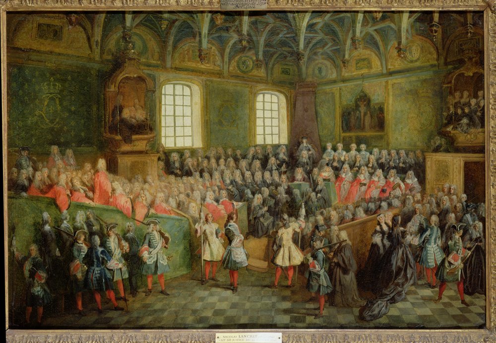 Tuomioistuin pidettiin parlamentissa Louis XV:n enemmistössä (1710-74), 22. helmikuuta 1723 tekijältä Nicolas Lancret