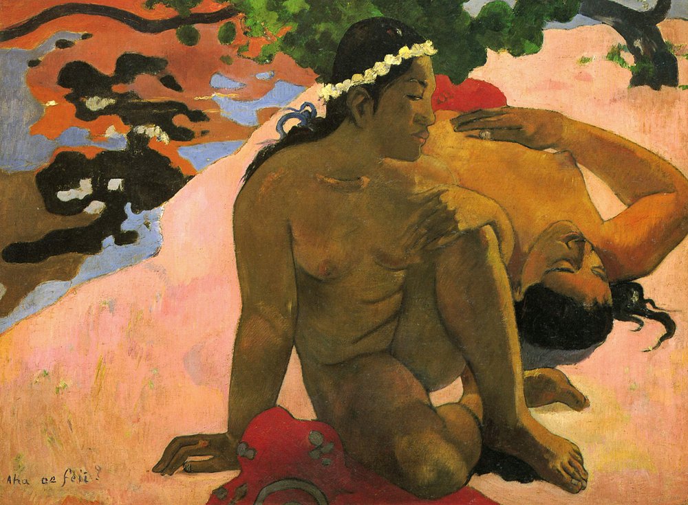 Aha oe Feii (Oletko mustasukkainen?), 1892 tekijältä Paul Gauguin