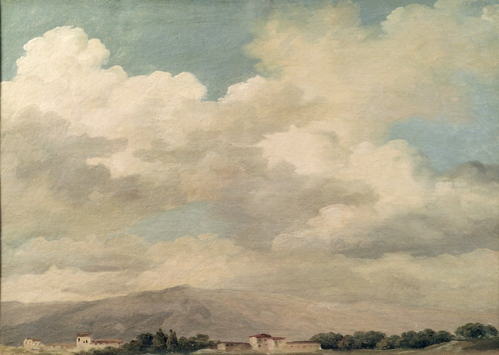 Study of the Sky Quirinalissa (öljy paperille kiinnitettynä korttiin) tekijältä Pierre-Henri de Valenciennes