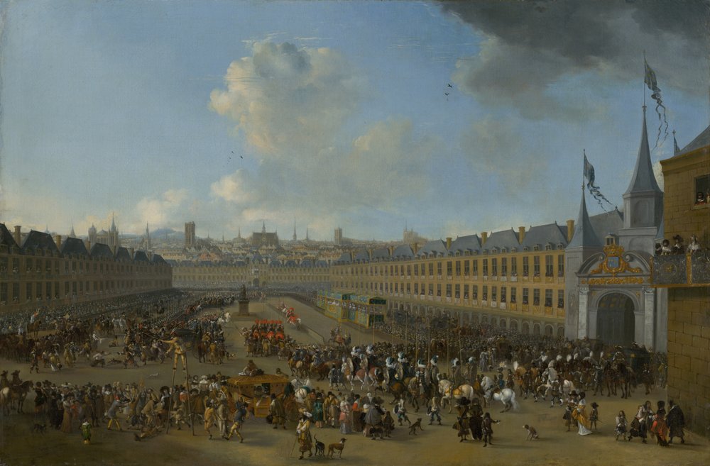 Turnaus Place des Vosges -aukiolla Pariisissa, noin 1665. tekijältä Pieter Wouwerman