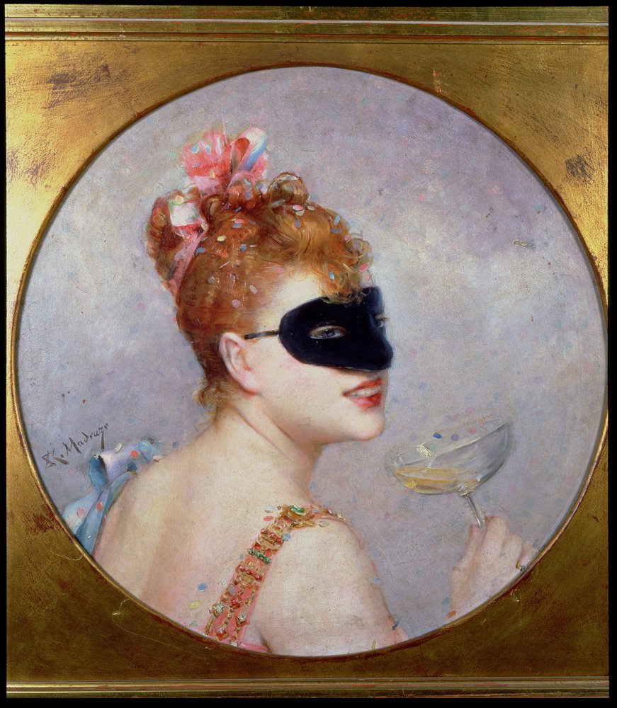 Nainen naamiolla (öljy kankaalle) tekijältä Raimundo de Madrazo y Garreta