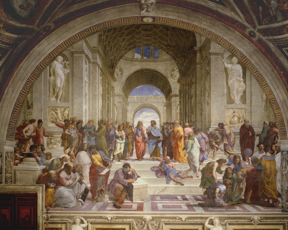 Ateenan koulu, Stanza della Segnaturasta, 1509-10 tekijältä Raffaello Sanzio Raphael