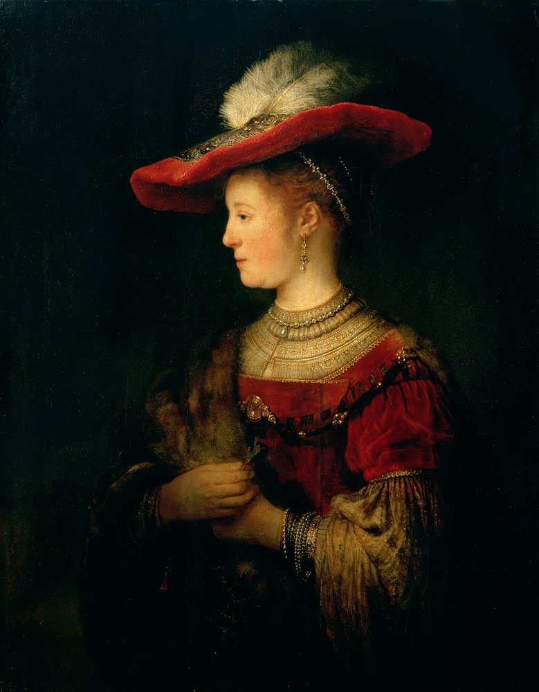 Saskia van Uylenburghin muotokuva (1612-42) tekijältä Rembrandt van Rijn