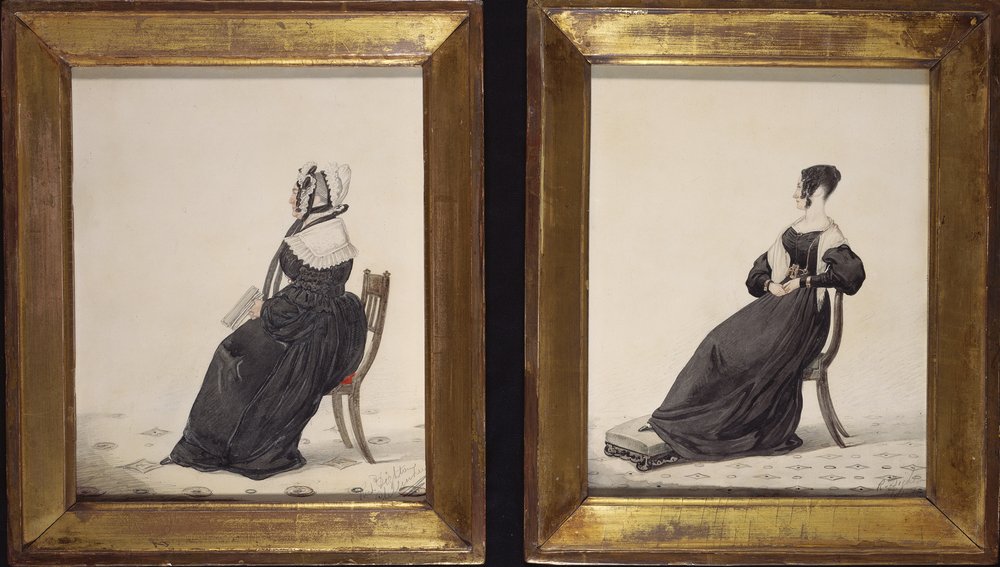 Kaksi leskien muotokuvaa, 1837 (wc ja kynä paperille) tekijältä Richard Dighton