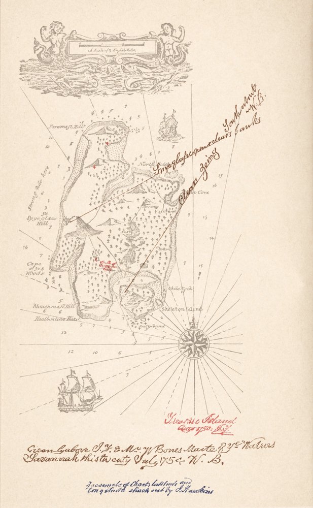 Aarresaaren kartta Robert Louis Stevensonin teoksesta "Aarresaari", julkaistu 1883 tekijältä Robert Louis Stevenson