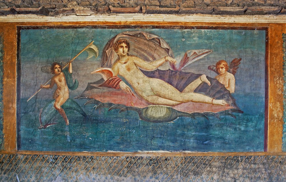 Venusta esittävä fresko, Simpukkavenuksen talo, Pompeji (Unescon maailmanperintöluettelo) tekijältä Roman
