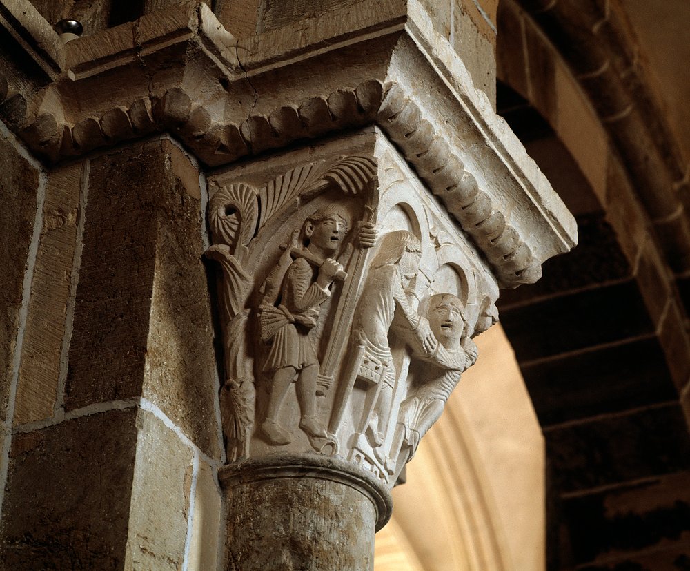 Esau palaa metsästyksestä (veistetty pääkaupunki) tekijältä Romanesque