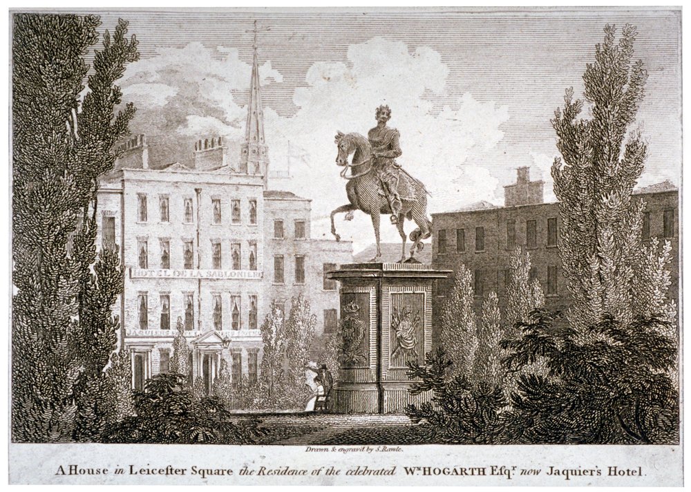 Leicester Square, Westminster, Lontoo, c1805 tekijältä Samuel Rawle
