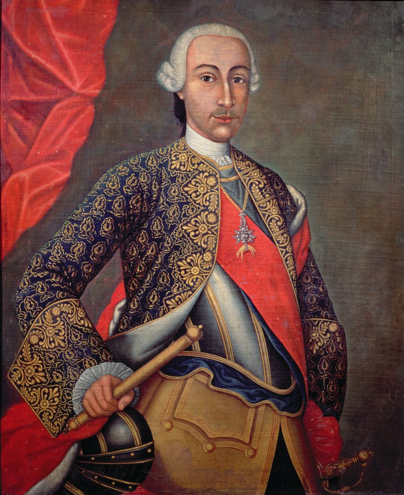 Kaarle III (1716-88) haarniskassa ja Kultavillan ritarikunnan yllään tekijältä Spanish School