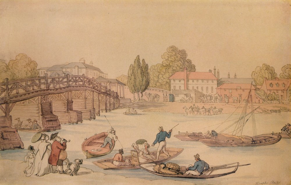 Hampton Bridge, 1800 tekijältä Thomas Rowlandson