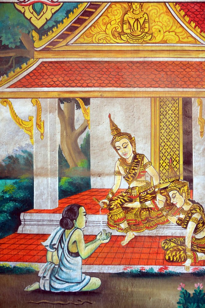 Shakyamuni Buddhan elämäntarinaa kuvaava maalaus. Wat Naxai. Vientiane. Laos, 20151106, Vientiane, Laos tekijältä Unbekannt