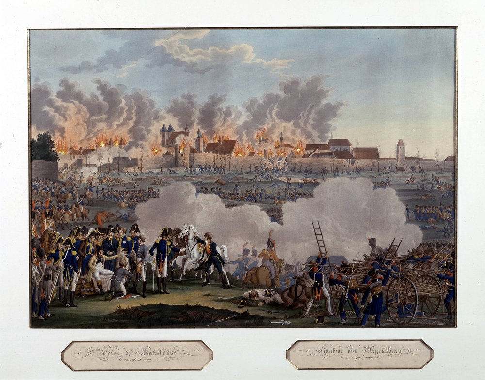 Regensburgin valloitus, Napoleonin sota, 23. huhtikuuta tekijältä Unknown artist