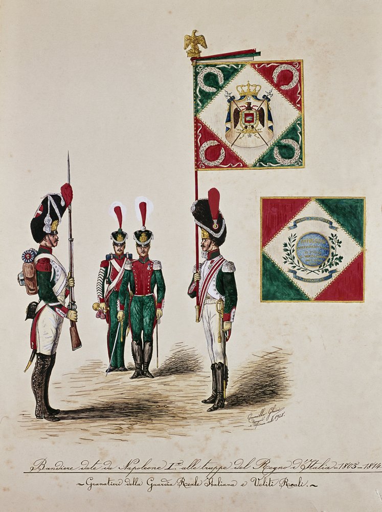 Italian armeijan lippu Napoleon I:n aikana (kaiverrus tekijältä Unknown artist