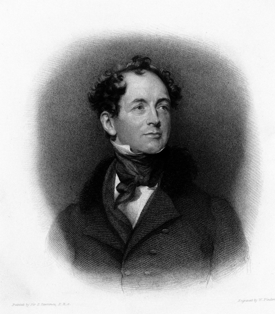 Irlantilaisen runoilijan Thomas Mooren (tai Thomas Moren) (1779-1852) muotokuva. 1800-luvun kaiverrus tekijältä Unknown artist