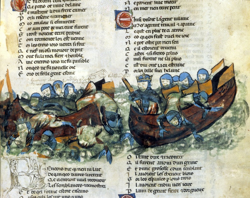 Meritaistelu. 1200-luvun miniatyyri tekijältä Unknown artist