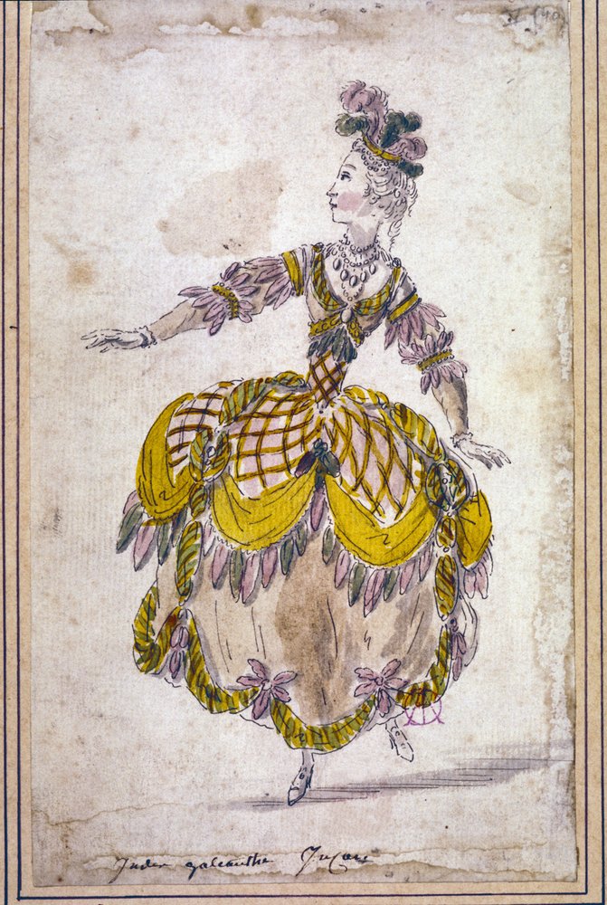 Lavastustaide: pukuluonnos Jean Philippe (Jean-Philippe) Rameaun (1683-1764) oopperabalettiin ”Les Indes galantes”, 1761 tekijältä Unknown artist