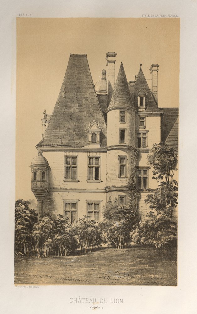 ...pl. 49, Château De Lion Calvados, 1860. tekijältä Victor Petit